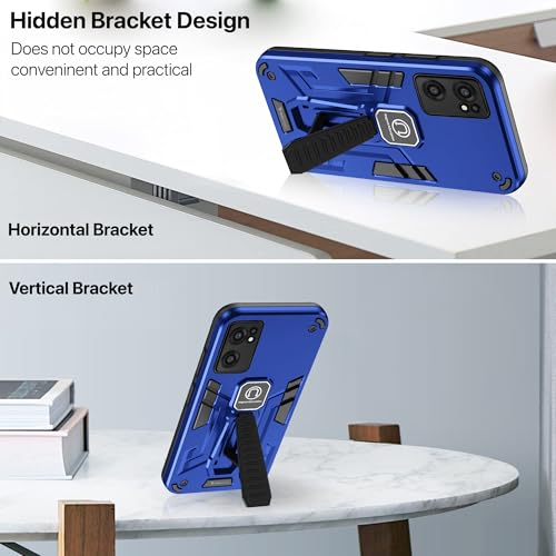 Image of Vaku Luxos Valor Military Grade Back Cover Case for OnePlus Nord CE 2 5G with Built-in Kickstand Magnetic Shockproof Protective Cell Phone TPU Case- Dark Blue