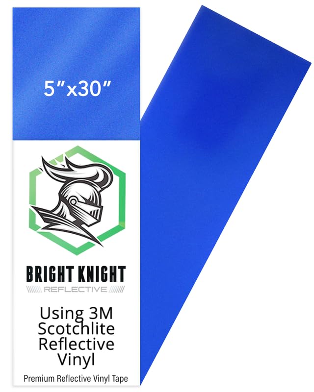 Image of Bright Knight Decals Blue Reflective Vinyl Motorcycle Helmet Reflective Stickers 5x30, Made with 3M Reflective Tape Vinyl for Trailers, Cars, Bikes, Rims, Waterproof Blue Reflective Tape