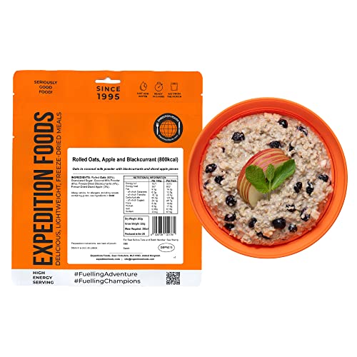 Rolled Oats, Apple and Blackcurrant | Freeze-Dried Camping & Hiking Food | High Energy Serving | 800kcal Meal
