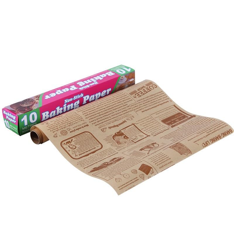 Papel horno sin tóxicos, 30 cm x10 m papel horno y papel para horno, ideal para hornear, asar y cocinar a alta temperatura. Antiadherente, resistente al calor y seguro para alimentos