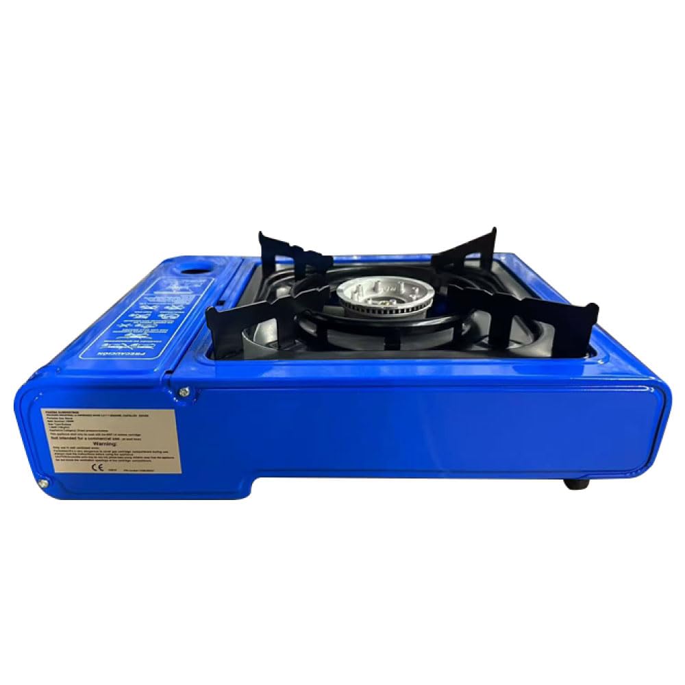 Hornillo camping gas portatil y 4 cartuchos de gas butano BTN 250 FASEBA. Cocina homologada, ideal para camping y uso en exteriores.