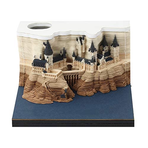 3D Magical Wizard Castle Note Pads with Light, Omoshiroi Note Block, Tear-Away Notepad, Memo Pad, Office Desk Décor