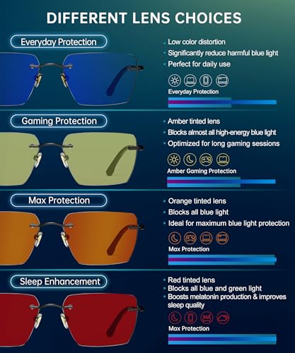 Image of ANYLUV Rimless Blue Light Glasses for Women /Men, Fashion Lightweight Blue Light Blocking Glasses with Stylish Metal Temples