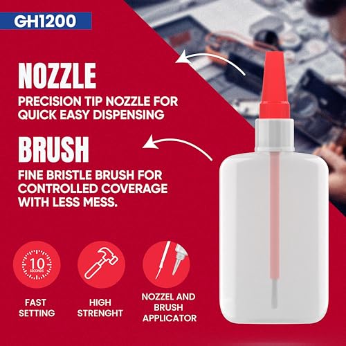 Gh1200 20G WITH BRUSH & NOZZLE 2-In-1) Super Glue With Brush Applicator & Nozzle thumb #1