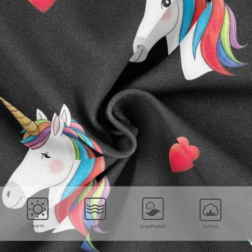 CHIFIGNO Cute Unicorn Hearts Black Briefs for Boys Breathable Cotton Underwear Toddler Boys Printed Underwear Briefs3