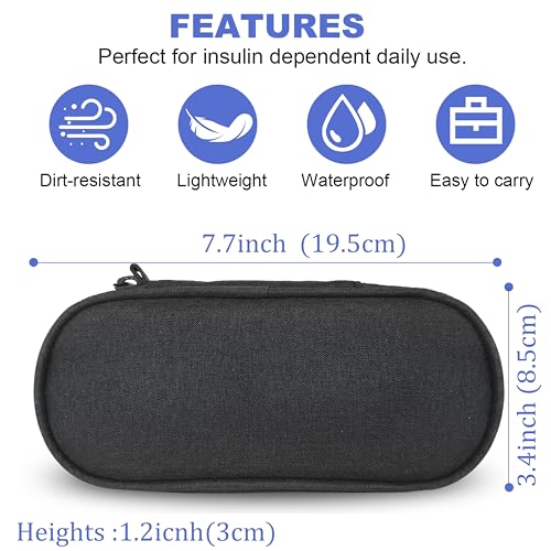 insulin pen cooler travel case with tsa approved ice packsdiabetic medication insulated cool organizerinsulin pen and other diabetic supplies for the daily life and trip black