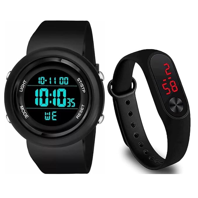 Digital Sports Multi Functional Unisex Waterproof and Stylish Digital Display Date Time Band Birthday Gift Watches for Boys and Men| (Pack of 2) (B0D4712STV) Amazon Price History, Amazon Price Tracker