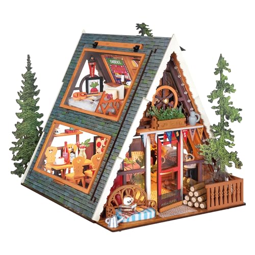 Rolife DIY Miniature House Kits A-Frame Cabin, Tiny House Mini