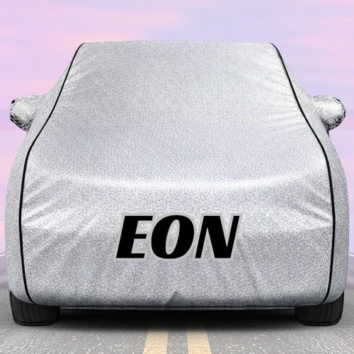 Image of Kings of Cover New Silver 100% Waterproof Eon Car Cover | Polyester Car Body Cover for Rain & Sun | UV Protection, Dustproof, Scratch Resistant, Windproof, Heat Resistant, Custom Fit