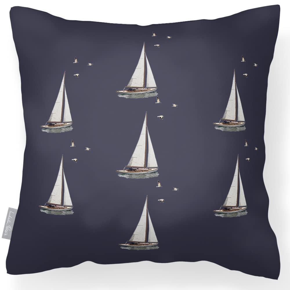 Izabela Peters Boats - Graphite Outdoor Cushions Waterproof, 43 Cm, Filled Outdoor Cushion, Garden Furniture Cushions, Outdoor Seat Cushions, Garden Chair Cushions..
