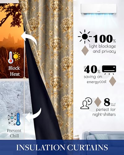Image of Cloth Fusion Printed 100% Blackout Long Door Curtains 9 Feet Set of 2