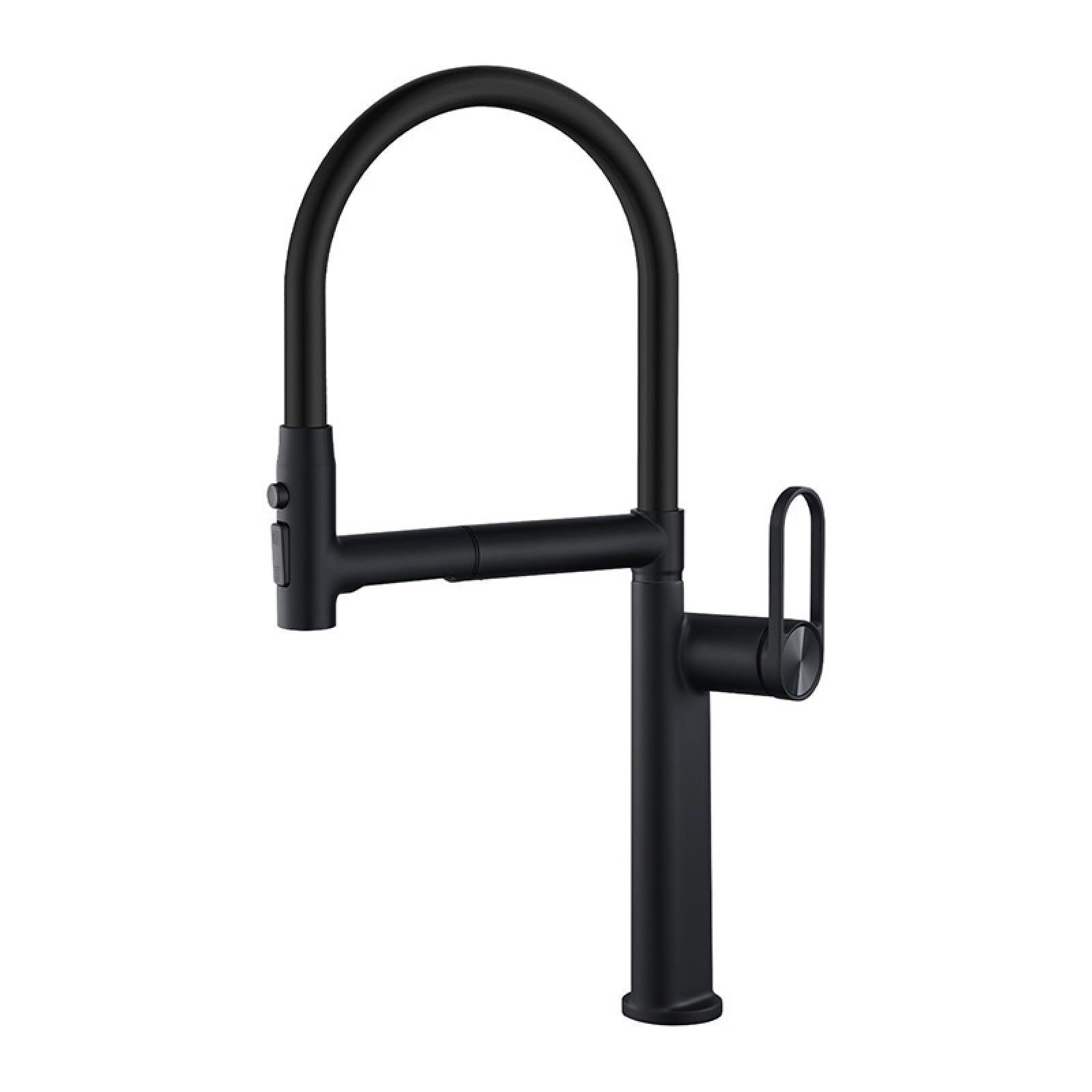 Fanjubei Black Copper Kitchen Multifunctional Pull-Out Hot And Cold Rotating Faucet,