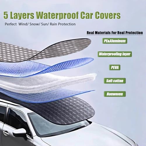 Image of 5 Layers Waterproof Car Covers for Trucks All Weather Season UV Protection Rainproof Outdoor Full Cover Universal Fit Truck Length Up to 242 inch, Max Cab Length 146 inch