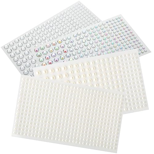 1110 autocollants perles strass, autocollants perles auto-adhésifs et autocollants gemmes cristal (3mm/4mm/5mm/6mm) pour visage, cheveux, ongles, vêtements,...