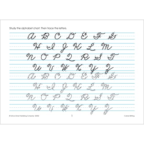 School Zone - Cursive Writing Workbook - 32 Pages, Ages 8 to 10, 3rd Grade, 4th Grade, Practice Handwriting, Tracing, Letters, and More (School Zone I Know It!® Workbook Series) 3 51jZuG2kMiL