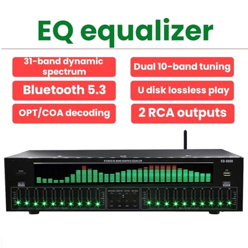 Procesador de karaoke de audio digital con pantalla de frecuencia en tiempo real, sintonización dual de 10 bandas, 12 patrones de ritmo para estudio en casa y actuaciones en vivo