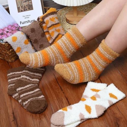 Image of Loritta 6 Pairs Womens Fuzzy Socks, Winter Warm Fluffy Slipper Socks