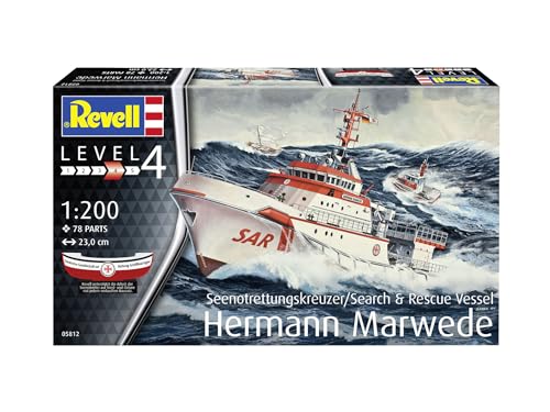 Revell 05812 Search & Rescue Vessel Hermann Marwede 1:200 Scale Unbuilt/Unpainted Plastic Model Kit, Multi-Color, 2 cm x 9 cm x 6 cm - Image 2