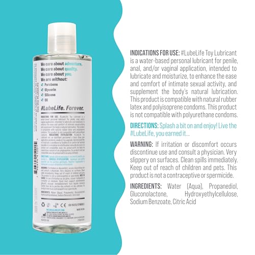 Image of LUBELIFE Water Based Toy Lube, Personal Lubricant, Safe for Toys 12 fl oz | Toy-safe water-based glide, non-staining, condom compatible, generous value size, long-lasting slick feel, easy water cleanup