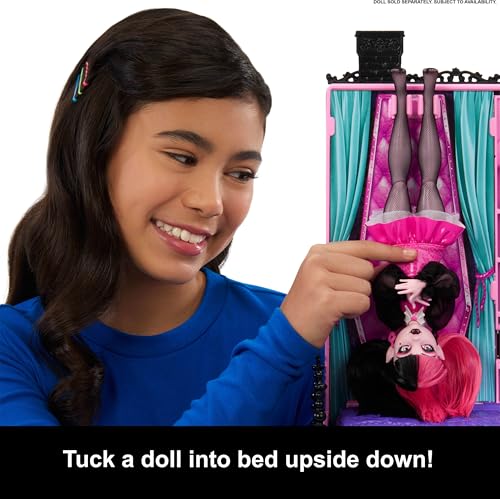 Image of Monster High Boo-tique Hotel Doll House, Foldable Playset with Spooky Surprises in Every Room and 13+ Pieces Including Furniture and Accessories