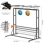OYEAL Bike Rack Garage Floor Bike Storage Stand with 6 Hooks, Indoor Vertical Bicycle Organizer for 3 Adult Mountain/Road &1 Kids Bikes, Max Tire Width 2.6”, Black - Image 2