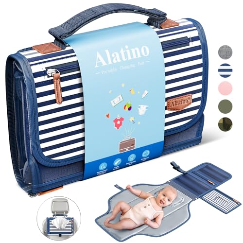 Image of Portable Diaper Changing Pad for Baby, Detachable Travel Changing Pad with Baby Wipes Pocket, Gifts for Baby Shower, Newborn Girls and Boys (Navy)