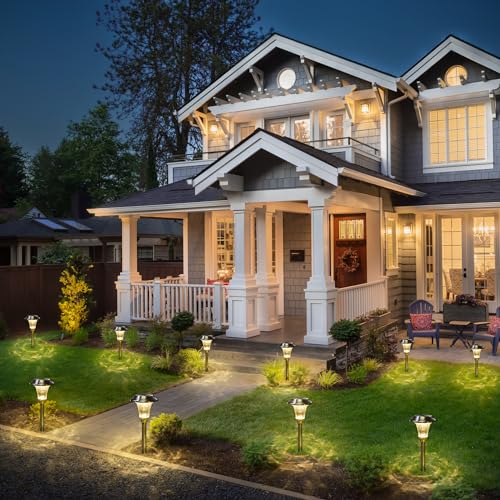 Gigalumi 7002 8 Pack Solar Pathway Lights, Solar Lights Outdoor Warm White, Waterproof Glass Stainless Steel Automatic Solar Outdoor Lights thumb #3