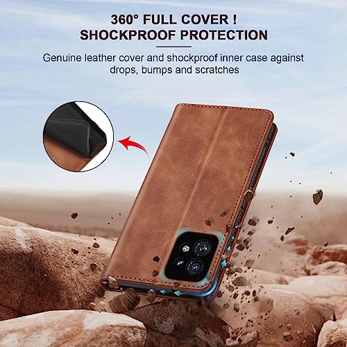 Image of Jasonyu Flip Wallet Case for Motorola Edge+ /Edge Plus (2023),Brown