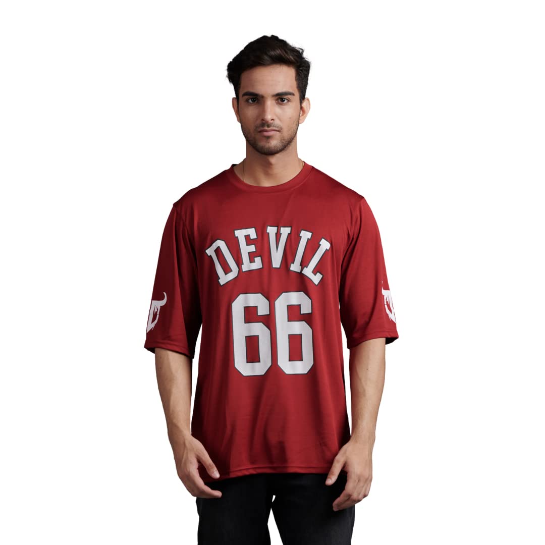 Oversize Fit 100% Polyester Casual Round/Crew Neck Half Sleeves Drop Shoulder Everyday Wear Stylish Printed T-Shirt for Men/Boys