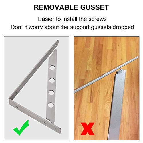 Image of YUMORE Shelf Bracket 12 inch Heavy Duty,Stainless Steel L Shaped Brackets Wall Mounted Floating Table Support with Hanging Holes Corner Brace 4mm Right Angle Joint Brackets, 2pcs, Max Load 400lbs