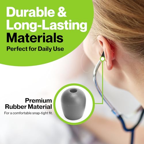 Image of Durabasics Stethoscope Ear Tips Replacement for Littmann Stethoscopes - Compatible with Littman Ear Tips Replacement, Stethoscope Ear Pieces, Littmann Stethoscope Parts & Cardiology IV Parts - Grey