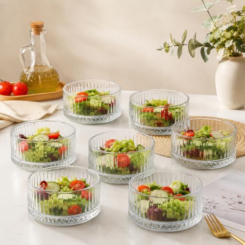Image of WRINGO Glass Bowl for Kitchen Prep, Dessert, Dips, and Candy Dishes, Cake, Snack Bowl Set of 6 Or Nut Bowls, and Microwave Safe Clear Glass Bowls for Mixing, Storing Size 4.5 Inch (WR-10)