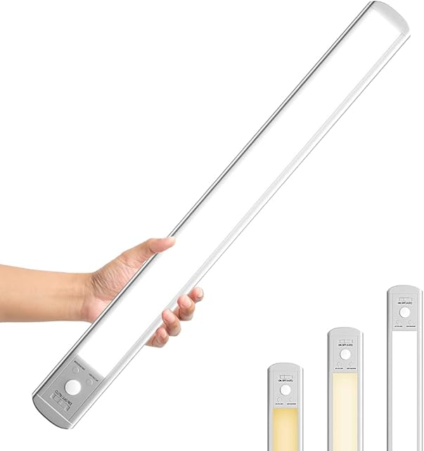 Epicflare LED Motion Sensor Closet Light, 126 LED USB Rechargeable Brightness & Color Temperature Dimmable Cupboard Lights, 3 Modes Wireless Under Cabinet Night Light for Kitchen Garage Shed (40cm)