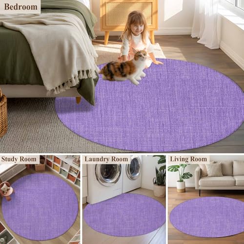 Tapete redondo pequeño 3 pies lavanda antideslizante lavable miniatura 6