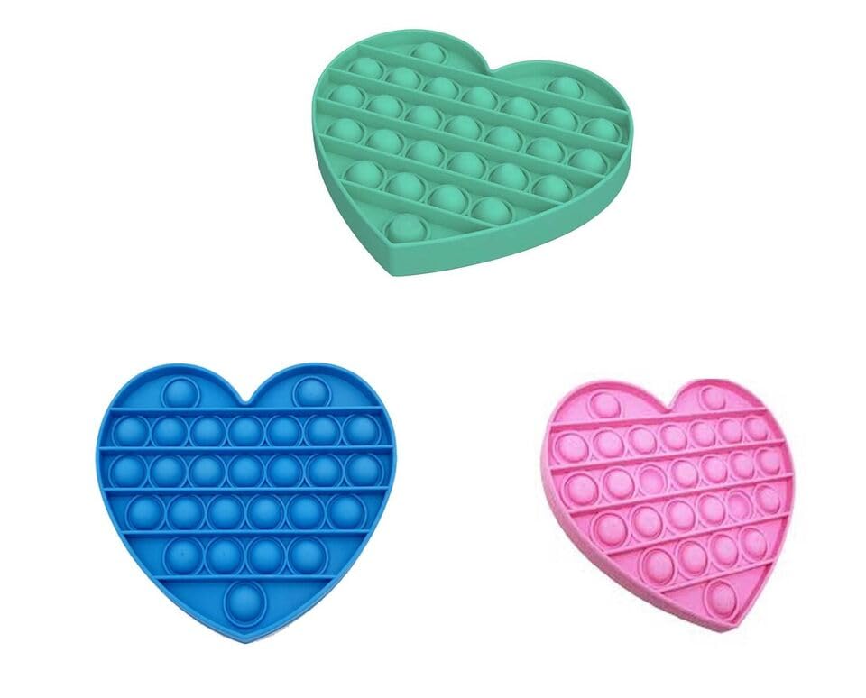 Mr. Gadget's SolutionsPop It Bubble Fidget Toy, Stress Relief and Anti-Anxiety Tools Sensory Toy for Kids and Adults (Heart Shape)