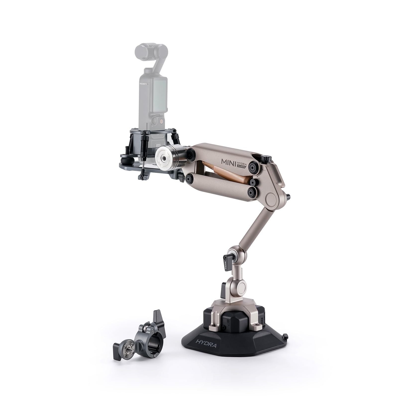 Tilta Hydra Alien Mini Master Kit, Brazo Amortiguador con Ventosa Electrónica para Montaje en Roseta, Pocket 3 Cabezal Amortiguador - Beige Desierto HDA-T15-E-DB