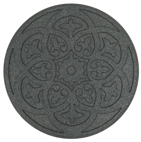 Nicoman Scroll - Piastrelle da Giardino in Gomma Riciclata, Resistenti, Resistenti, per vialetti Esterni, Diametro 46 cm, Colore Grigio, Set di 4