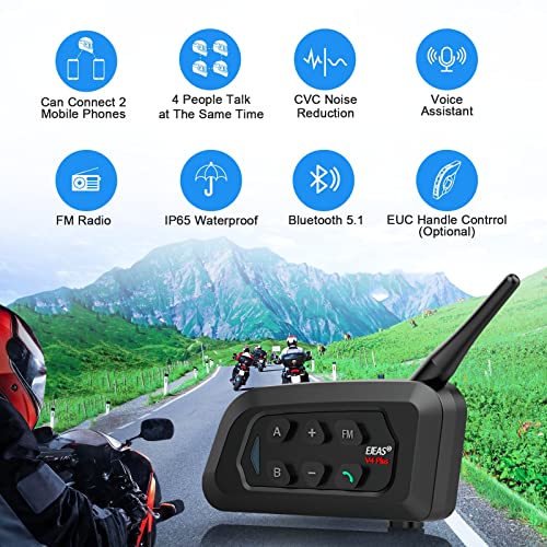EJEAS V4C Bluetooth Headset Intercom for Referee 4-way Communication System Waterproof 1500m Wireless Interphone With Noise Cancellation for Coach Referee (1pc) - Image 4