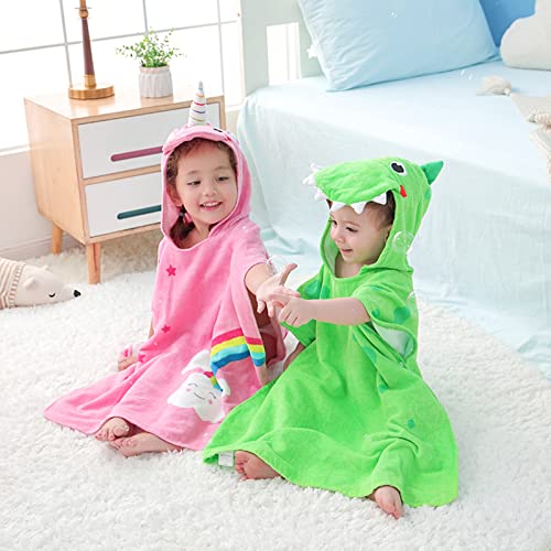 Image of LOLANTA Kids Terry Cloth Cover UPs Children's Hooded Bath Towels Dinosaur, Boys Beach Towel Pool Poncho Swim 100% Cotton (Pink Unicorn,1-3T)