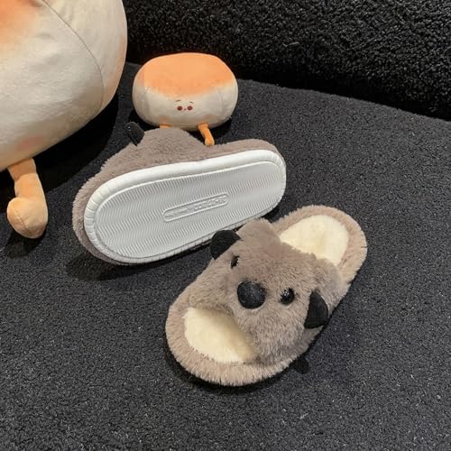 Kids Fuzzy Animal Slippers Cute Cartoon Plush Indoor House Shoes For Girls - image 5