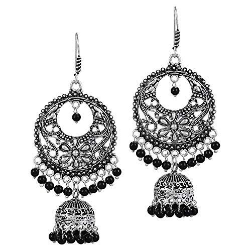 Shining Diva Fashion Oxidised Silver Stylish Jhumki Traditional