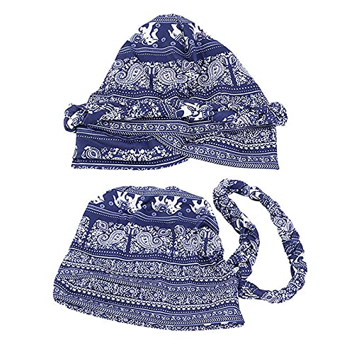 Image of Qianmome 4 Pieces Braid Knot Lady Head Scarf Hijab Bohemia Style Turban Hat Muslim Inner Hijab for Women Bandana Cap