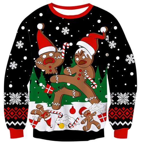 RAISEVERN Ugly Christmas Sweater for Men Women Knitted Pullover Tops