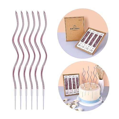 Phd Cake 24-Count Rose Gold Spiral Long Thin Metallic Birthday Candles, Cake Candles, Birthday Parties, Wedding Decorations, Party Candles #TOP12