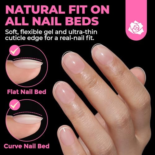 Image of UNA GELLA Oval Nail Tips Exra Short 504PCS Pre-shape Gel Oval Almond Nail Tips for Women DIY Salon Round Almond Press On Nails Full Cover Clear Fake Acrylic Tips 12 Sizes