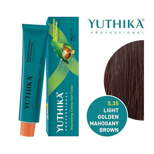 Image of Yutika Professional Creme Hair Color 100gm Light Golden Mahogany Brown 5.35