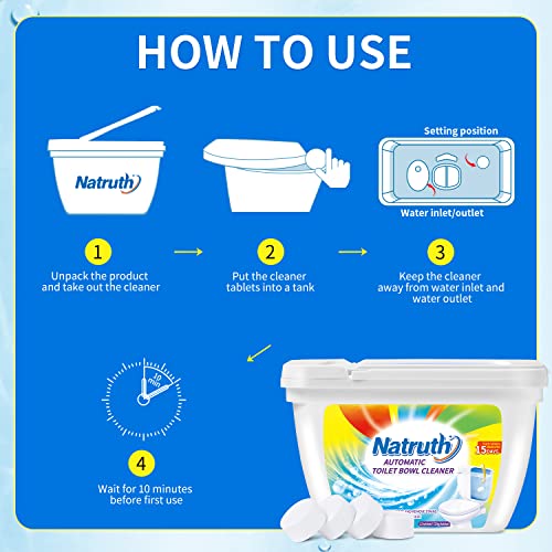 NATRUTH Automatic Toilet Cleaner, 20G*12 tablet Toilet Bowl Effervescent Cleaner Tablets Deep Clean Toilet Rim Block Lasting for 15 Days - Image 5