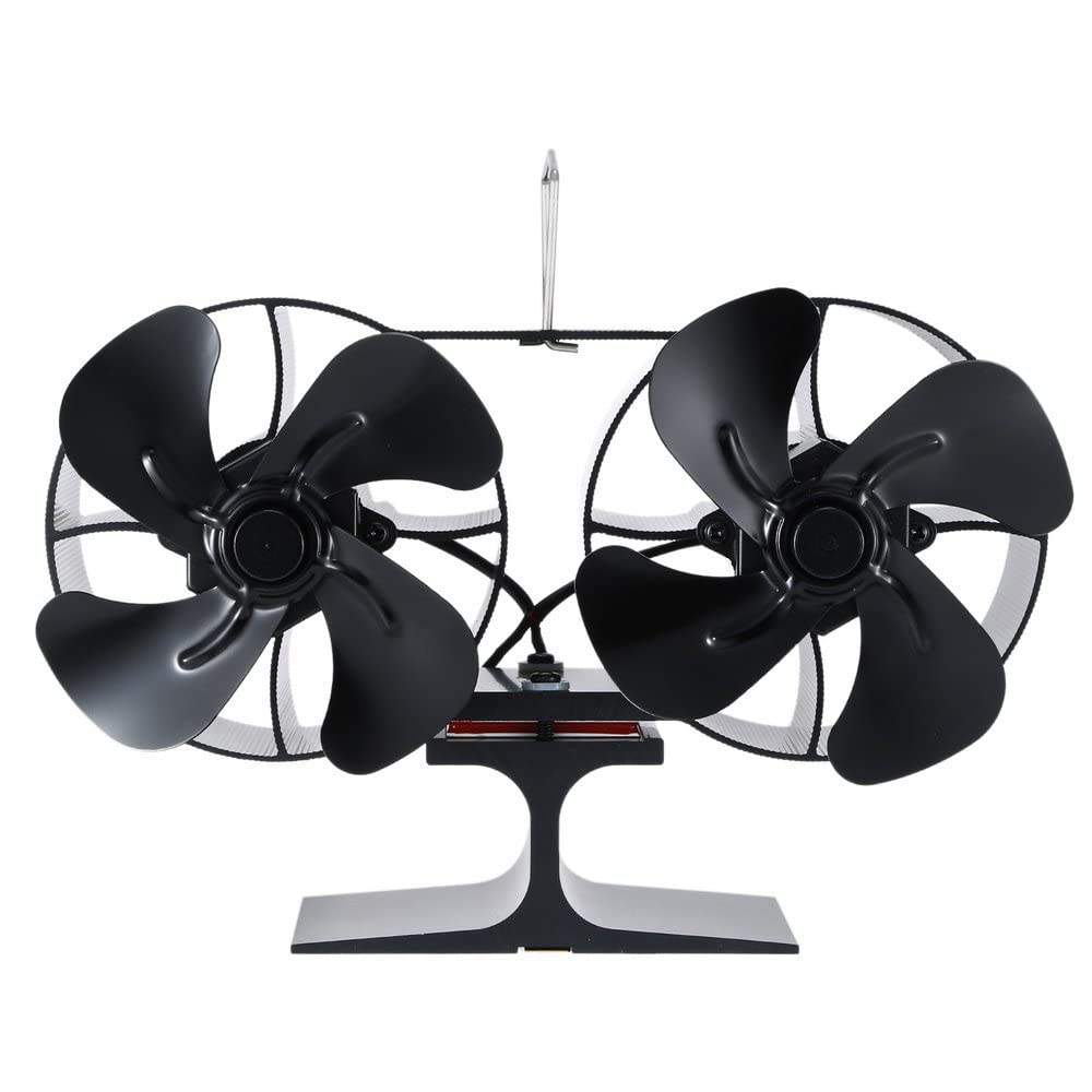 Ventilador de estufa de 8 aspas alimentado por calor, ventilador de quemador de leña de doble hoja para quemador de leña/estufa/chimenea, funcionamiento silencioso, respetuoso con el medio ambiente,