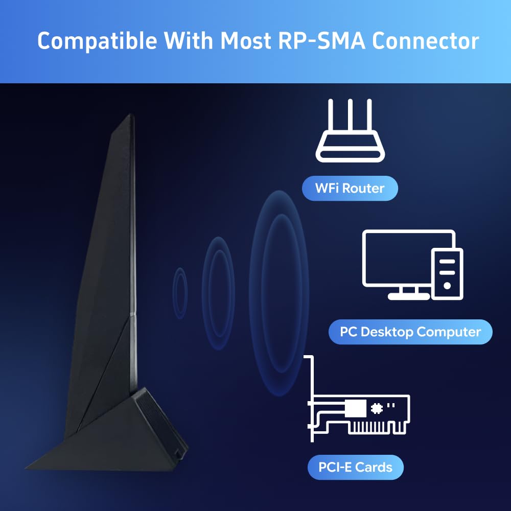 SAMXI SMA Antenne mobile WiFi Carte mère 2T2R 2.4G/5G WiFi6e pour ASUS Rog Strix Z270 Z370 X370 Z390 Z490 X570 Antenne de jeu double bande avec câble d'extension