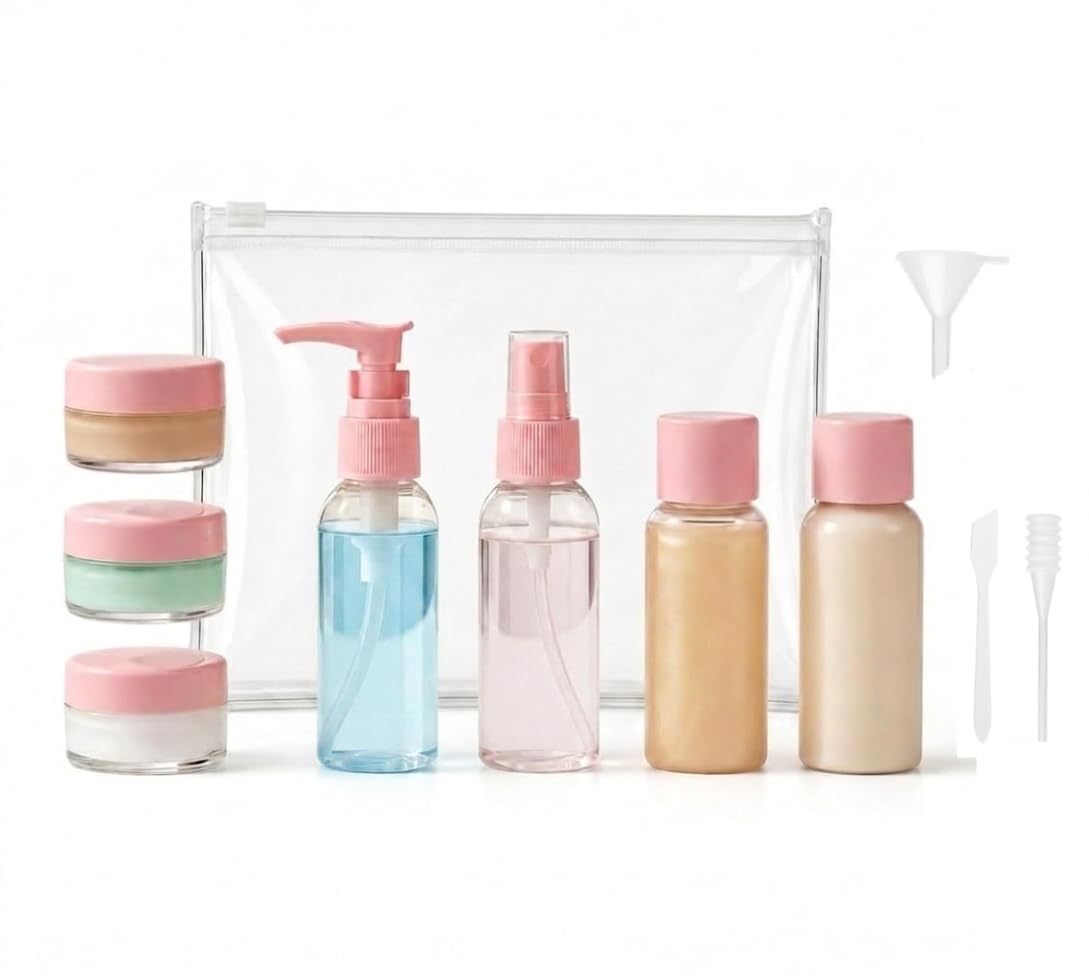 YBN Travel Bottles for Toiletries (10pcs) - Refillable Empty Mini Containers with Pouch (Random Colors) - Travelling Accessories & Essentials Kit Set for Shampoo, Cosmetics, and More-image-44